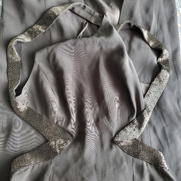 Cache Cut Out Open Back Beaded Trim Black Maxi Dress - Picture 4 of 6